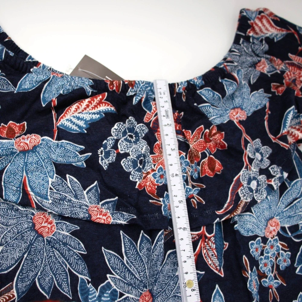 J Jill Love Linen Floral Ruffle Top Womens SIZE Petite Large Blouse - Picture 7 of 8